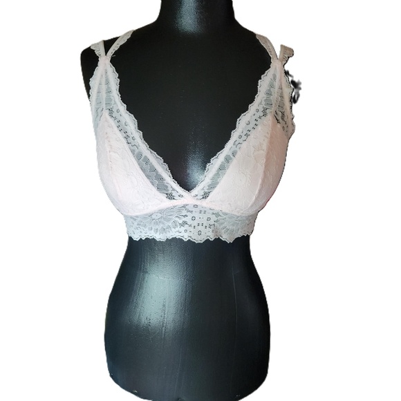 aerie Other - Aerie Pink Lace V Neck Bralette Small NWT